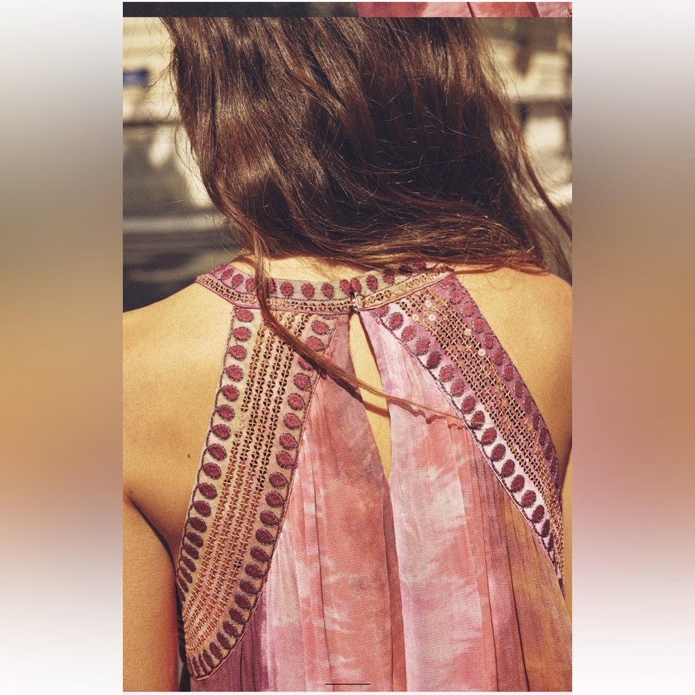 Zara chiffon SEQUIN beaded embellished TIE-DYE maxi DRESS sz.S - Picture 8 of 17